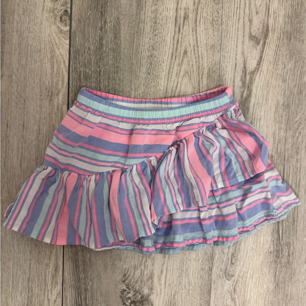 Striped Pink and Blue Ruffle Skirt